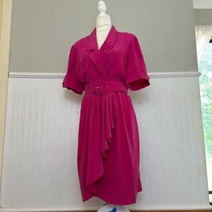 Vintage Hot Pink Barbie 80’s Silk Dress
